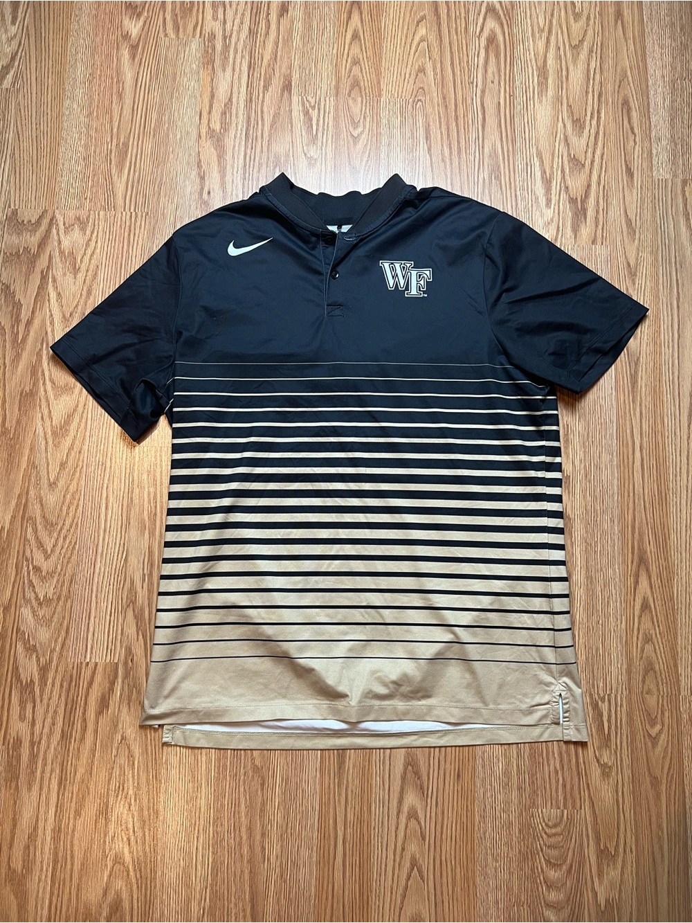 Nike Black and Gold Striped Wake Forest Polo